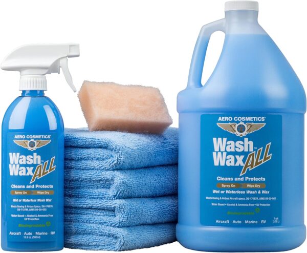 Wet or Waterless Wash Wax Kit 144oz UV Protection. Cleans, Protects, and Shines. Aircraft Quality Just Spray On and Wipe Dry